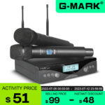 Wireless Microphone G-MARK G320AM Professional UHF 2 Channels Karaoke Mic Handheld Automatic Frequency Adjustable 100M