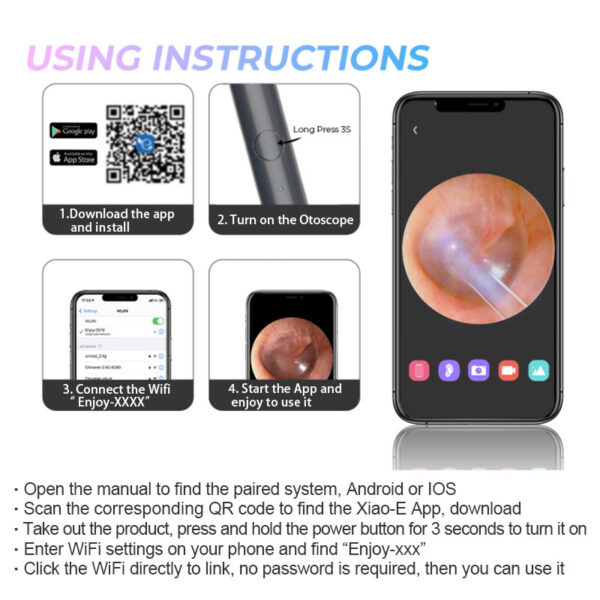 Wireless Smart Visual Ear Cleaner Otoscope NP20 Ear Wax Removal Tool with Camera Ear Endoscope 1080P Kit for iPhone iPad Android