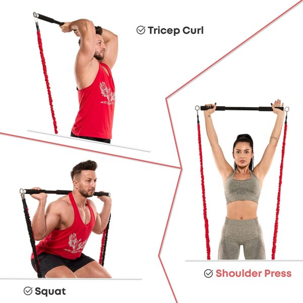 Workout Bar Fits All Resistance Bands with Clip Portable Resistance Bands Exercise Bar for Fitness Home Gym Workout Full Body
